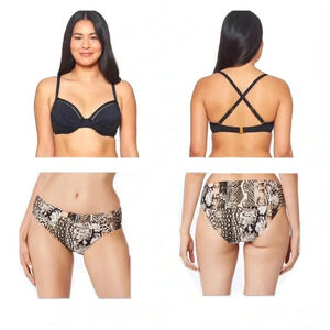 Bleu Rod Beattie Underwired Bikini Top Size 36D and Hipster Sarong Bottom Sz 10